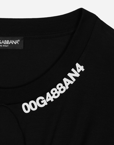 Shop Dolce & Gabbana Open-front Cotton Jersey T-shirt With Knot Detail In Black