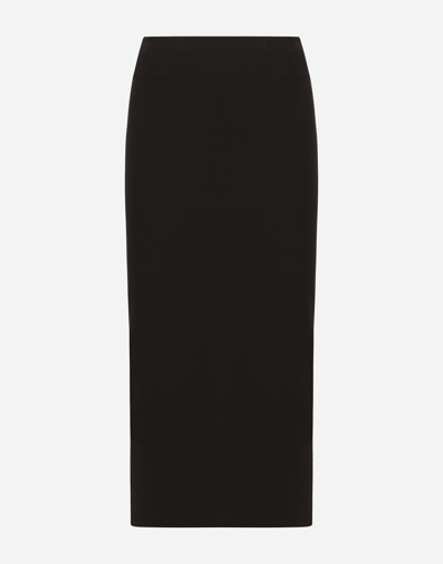 Shop Dolce & Gabbana Straight-cut Jersey Midi Skirt In Black