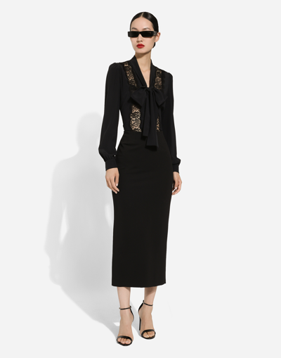 Dolce & Gabbana High-waisted Straight Midi Skirt In Black