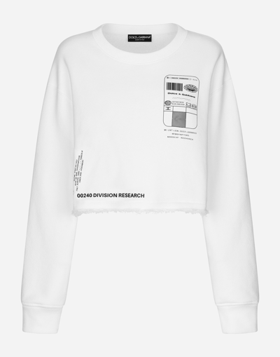 Shop Dolce & Gabbana Long-sleeved Round-neck Sweatshirt In Cotton Jersey Dgvib3 In White