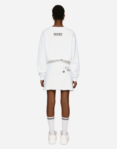 Shop Dolce & Gabbana Long-sleeved Round-neck Sweatshirt In Cotton Jersey Dgvib3 In White
