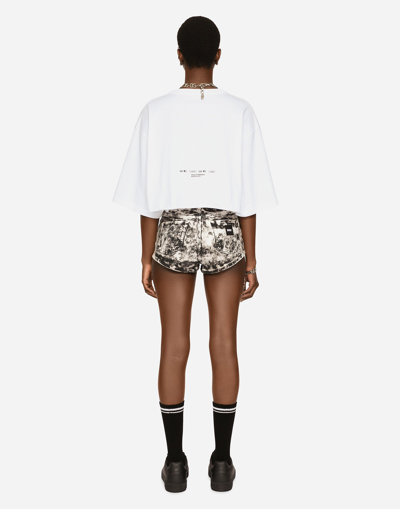 Shop Dolce & Gabbana Faded-wash Cotton Denim Shorts In Multicolor