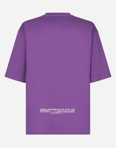 Shop Dolce & Gabbana Cotton Jersey T-shirt With Dg Vib3 Print And Logo In Purple