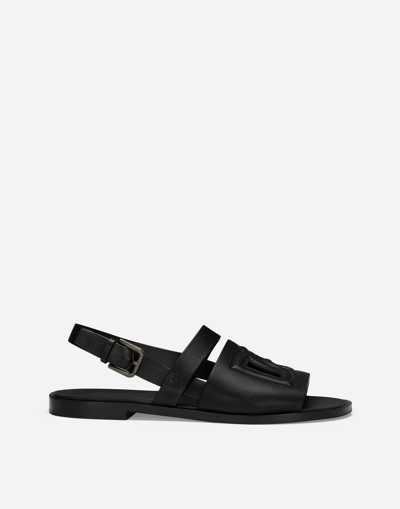 Shop Dolce & Gabbana Calfskin Sandals In Black