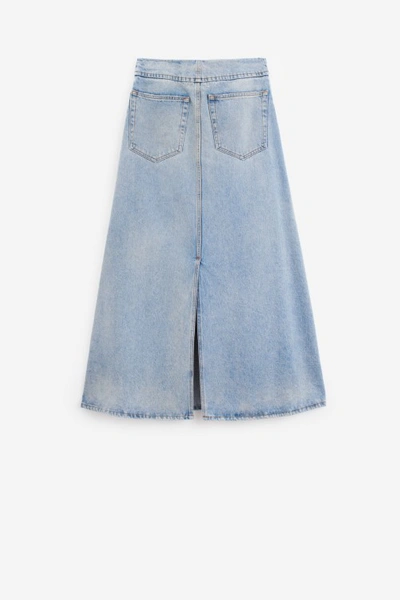 Shop Mm6 Maison Margiela Long Skirt Skirt In Cyan Cotton In Blue