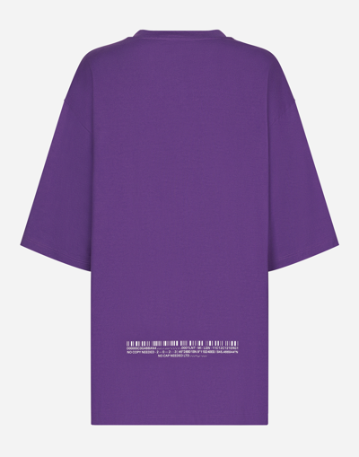 Shop Dolce & Gabbana Short-sleeved T-shirt In Cotton Jersey With Dgvib3 Print In Purple
