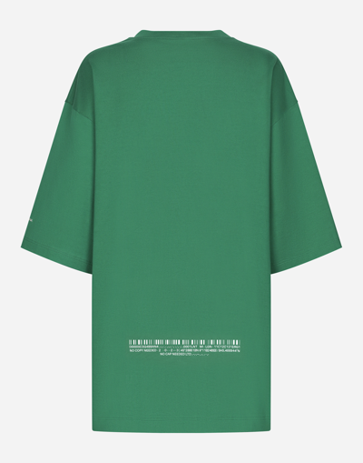 Shop Dolce & Gabbana Cotton Jersey T-shirt With Dgvib3 Print In Green