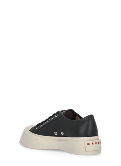 Shop Marni Black Smooth Leather Sneakers