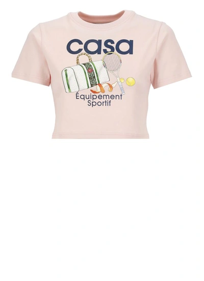 Shop Casablanca Logoed T-shirt In Neutrals