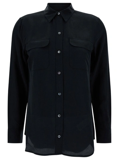 Shop Equipment Black Silk Shirt With Pockets