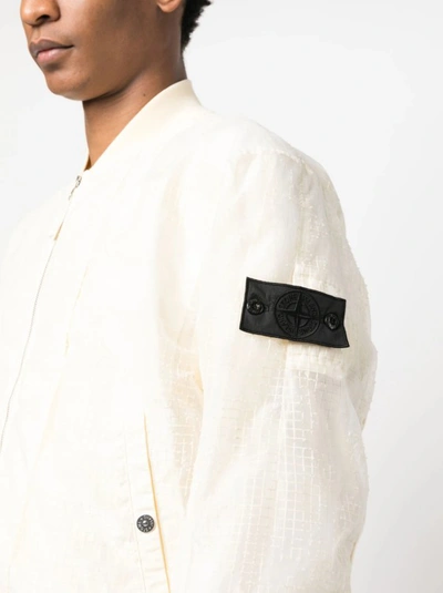 Shop Stone Island Shadow Project Beige Logo-patch Jacket In White