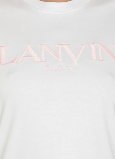 Shop Lanvin Cotton Logoed T-shirt In White