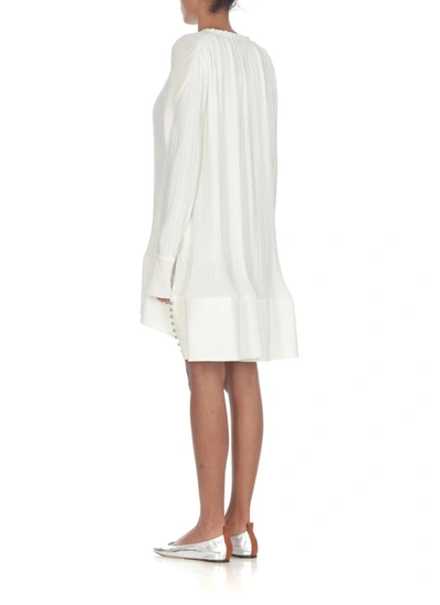 Shop Lanvin White Pleated Dress