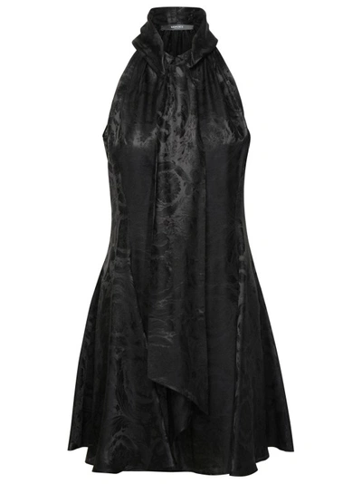 Shop Versace Barocco' Dress In Black Silk Blend