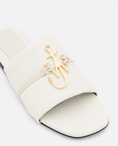 Shop Jw Anderson Anchor Logo Leather Slides In White
