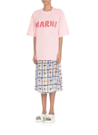 Shop Marni T-shirt With Logo In Pink