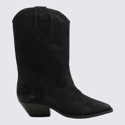 Shop Isabel Marant Black Suede Boots In Faded Black