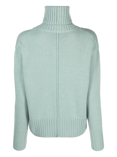 Shop Lorena Antoniazzi Green Turtle Neck Sweater In Grey