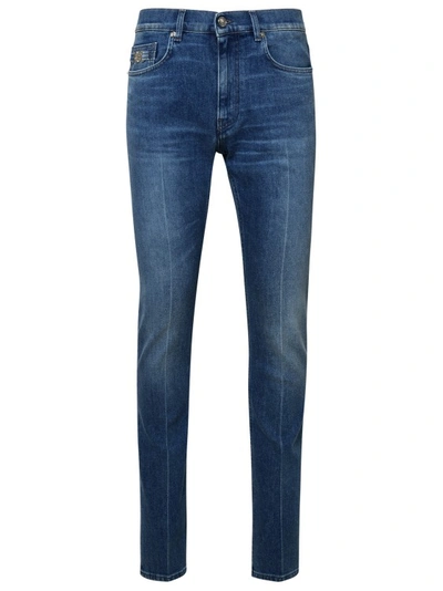 Shop Versace Light Blue Cotton Jeans