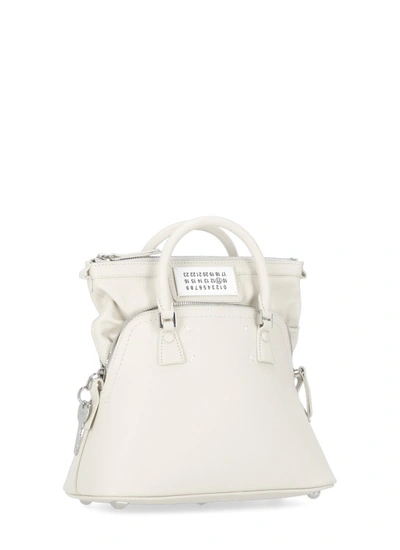 Shop Maison Margiela Ivory Smooth Leather Hand Bag Two Handles In White