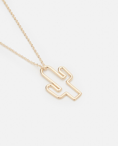 Shop Aliita Cactus Yellow Gold Necklace In Not Applicable