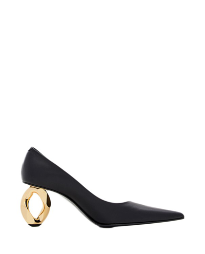 Shop Jw Anderson Leather Pump With 75 Mm Chain ​​heel In Black