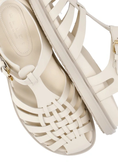 Shop Marni Leather Gladiator Sandals In Neutrals