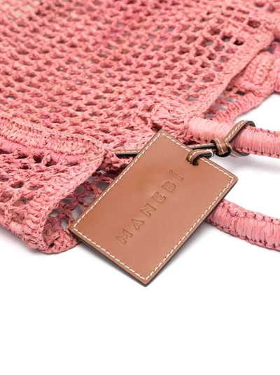 Shop Manebi Raffia Net Pink Bag