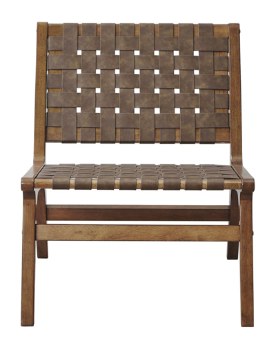 Shop Ink+ivy Oslo Faux Leather Woven Accent Chair In Brown