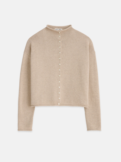 Shop Alex Mill Taylor Rollneck Cardigan In Cotton Cashmere In Vellum