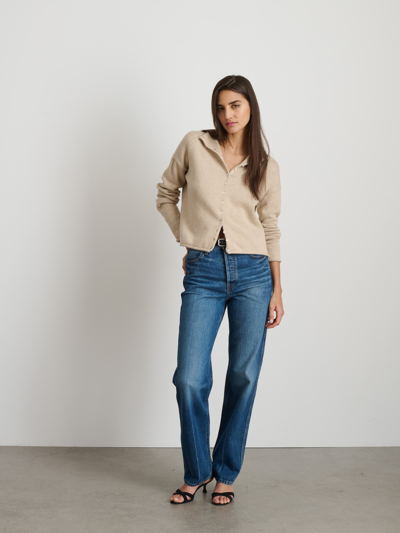 Shop Alex Mill Taylor Rollneck Cardigan In Cotton Cashmere In Vellum