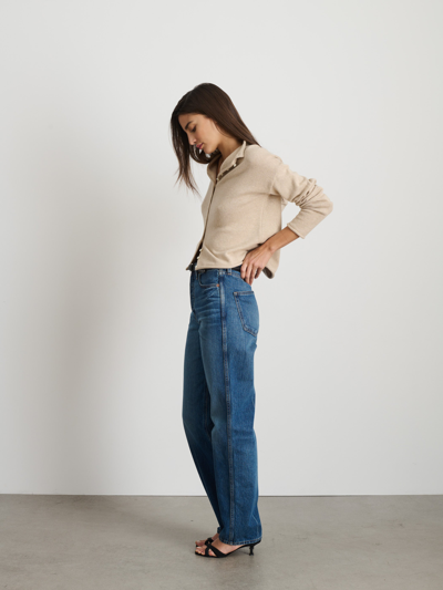 Alex Mill Taylor Rollneck Cardigan In Cotton Cashmere In Vellum