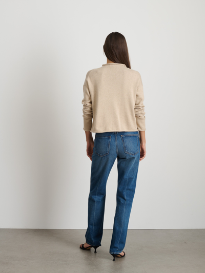 Shop Alex Mill Taylor Rollneck Cardigan In Cotton Cashmere In Vellum