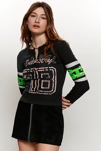 Shop Diesel T-uncserafin Long Sleeve Top In Black, Women's At Urban Outfitters