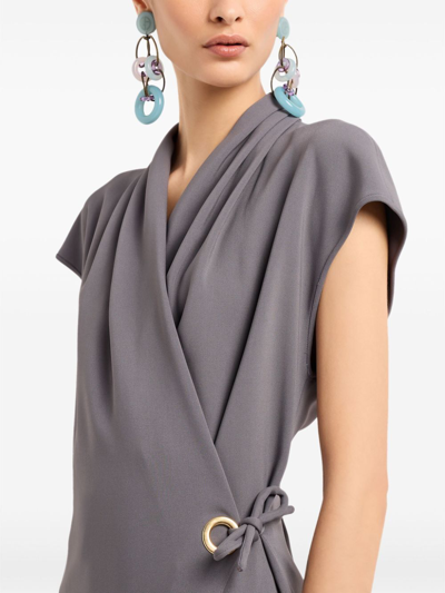 Shop Giorgio Armani Sleeveless Long Dress In Grey