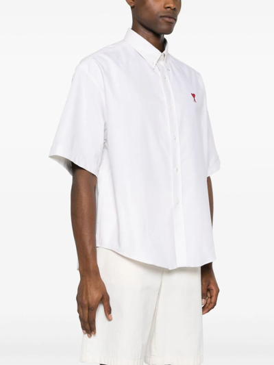 Shop Ami Alexandre Mattiussi Boxy Fit Short Sleeve Shirt In White