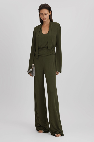 Shop Halston Seaweed Wide Leg Jumpsuit