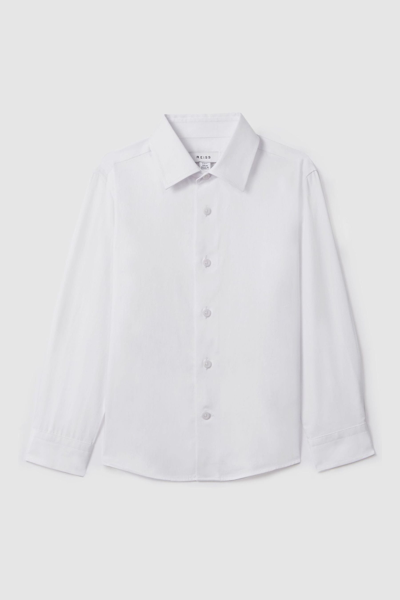 Shop Reiss Remote - White Teen Slim Fit Cotton Shirt, Uk 13-14 Yrs