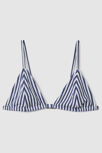 Shop Fella Swim Julian - Fella Striped Triangle Bikini Top, Xs In Blue Stripe