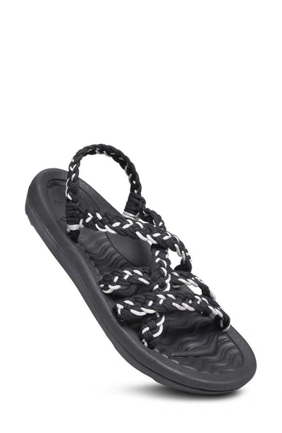 Shop Aerosoft Braided Strap Sandal In Black-silver