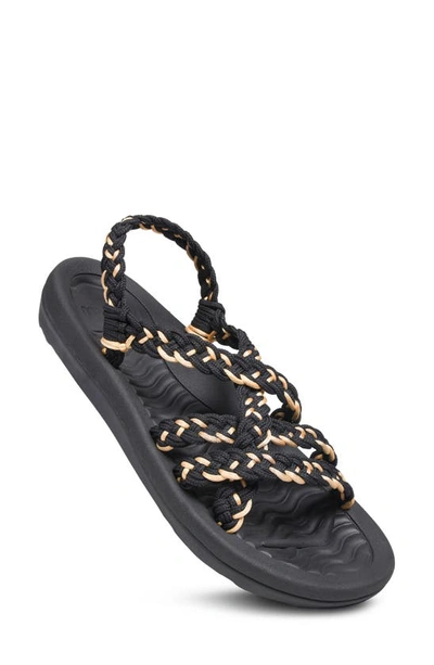 Shop Aerosoft Braided Strap Sandal In Black-gold