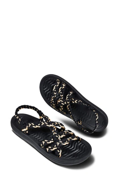 Shop Aerosoft Braided Strap Sandal In Black-gold