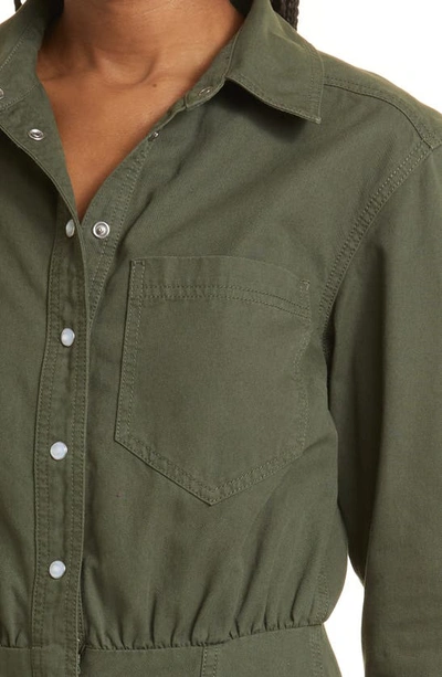 Shop Veronica Beard Keston Cotton Twill Shirtdress In Army Green