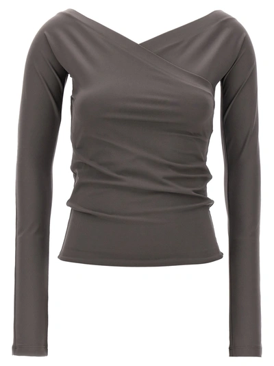 Shop Fabiana Filippi Crossed Top Tops Brown