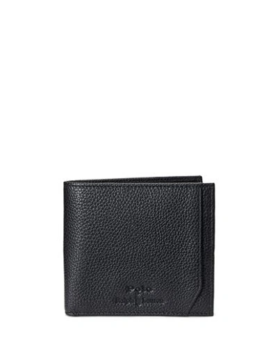 Shop Polo Ralph Lauren Pebbled Leather Billfold Coin Wallet Man Wallet Black Size - Cow Leather