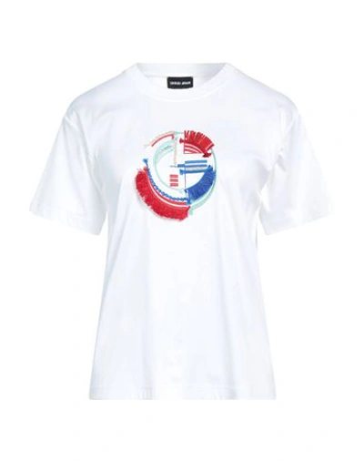 Shop Giorgio Armani Woman T-shirt White Size 8 Cotton, Viscose, Polyester, Polyamide, Elastane