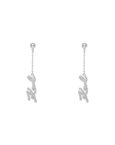 Shop Karl Lagerfeld Woman Earrings Silver Size - Brass, Glass