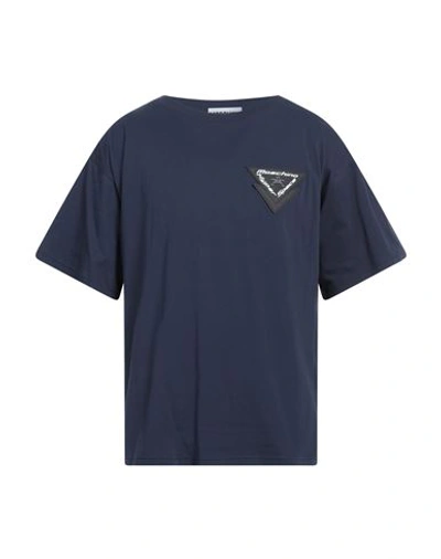 Moschino Man T-shirt Midnight Blue Size 40 Cotton In Blue