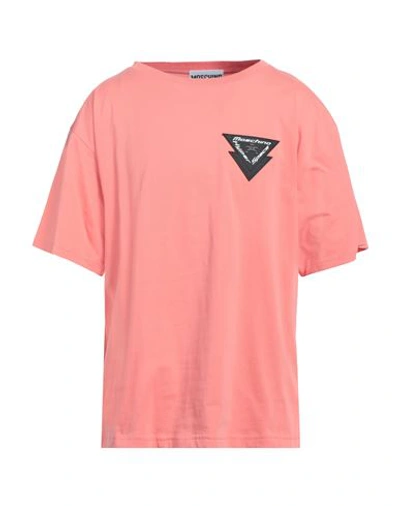 Shop Moschino Man T-shirt Salmon Pink Size 40 Cotton