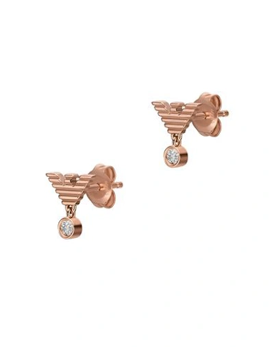 Emporio Armani Woman Earrings Rose Gold Size - 925/1000 Silver, Crystal In Rose Gold